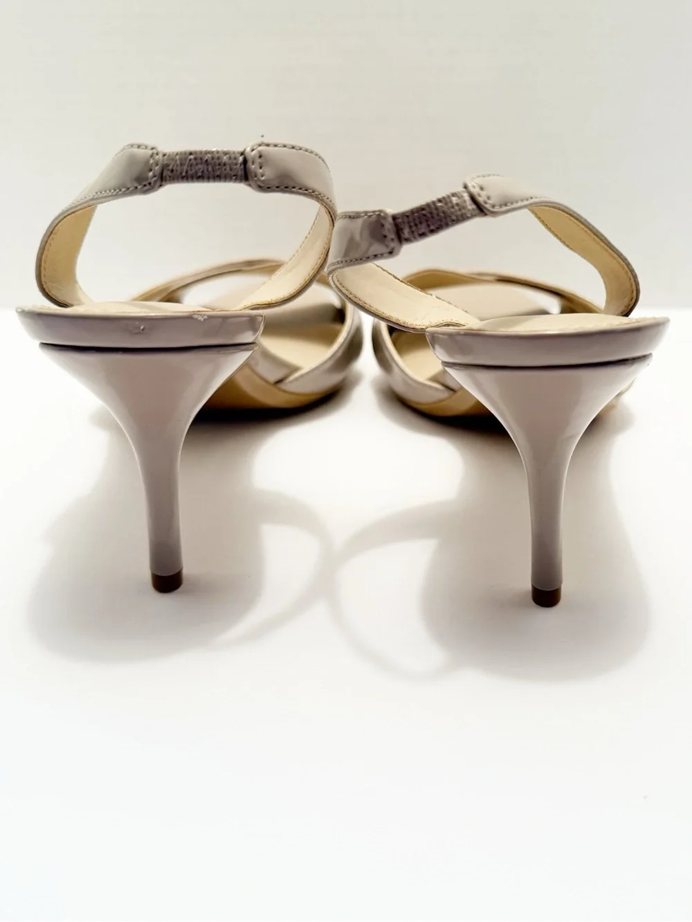 Calvin Klein Glossy Taupe Patent Slingback Heels